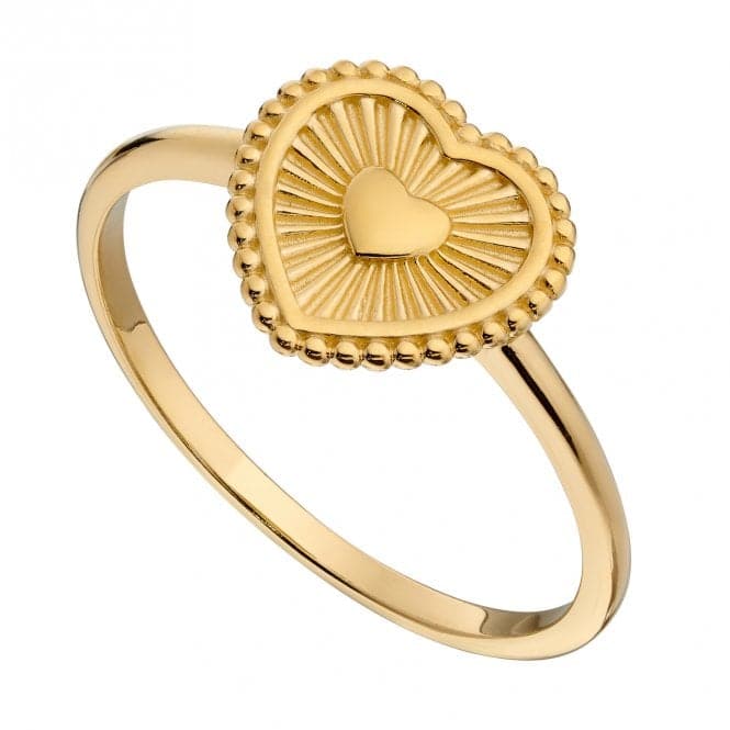 Yellow Gold Plated Sunray Texture Heart Ring R3769BeginningsR3769 50