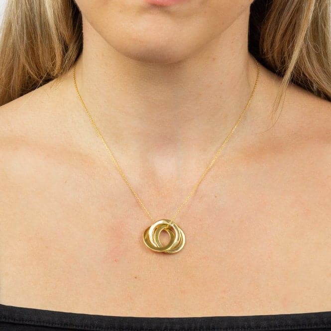 Yellow Gold Plated Triple Interlinked Circles Necklace N4455BeginningsN4455