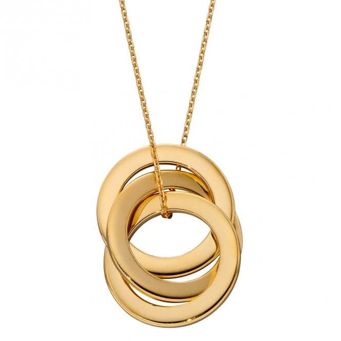 Yellow Gold Plated Triple Interlinked Circles Necklace N4455BeginningsN4455