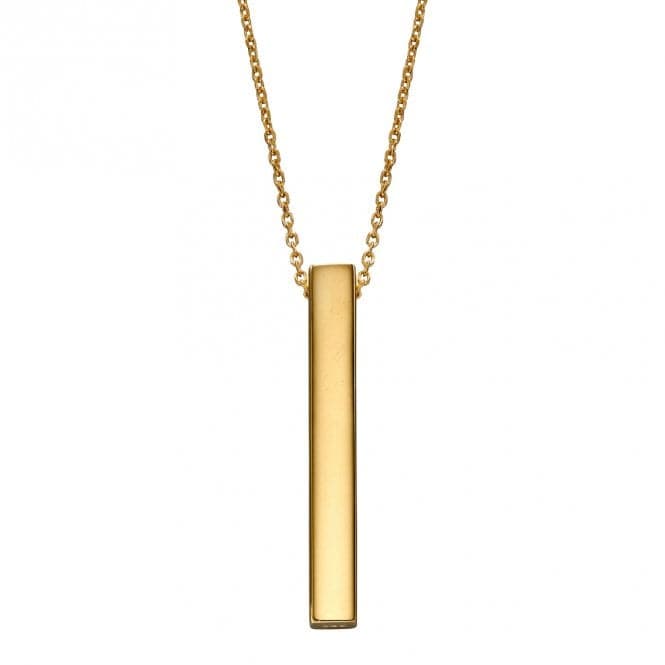 Yellow Gold Plated Vertical Engravable Bar Necklace N4425BeginningsN4425