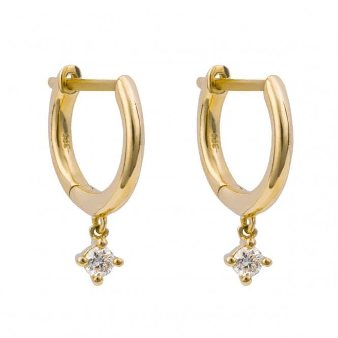 Yellow Gold Round Diamond Drop Hoop Errings GE2439Elements GoldGE2439