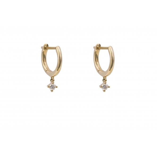 Yellow Gold Round Diamond Drop Hoop Errings GE2439Elements GoldGE2439