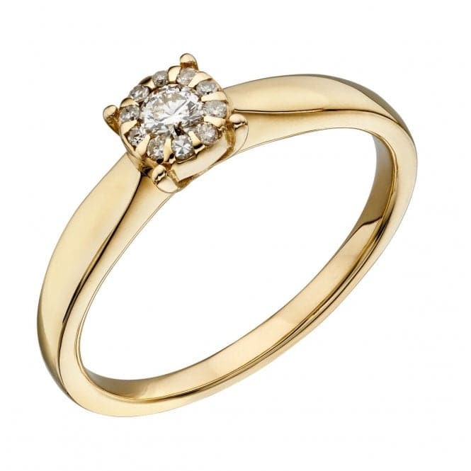 Yellow Gold Solitare Cluster Ring GR565Elements GoldGR565 56