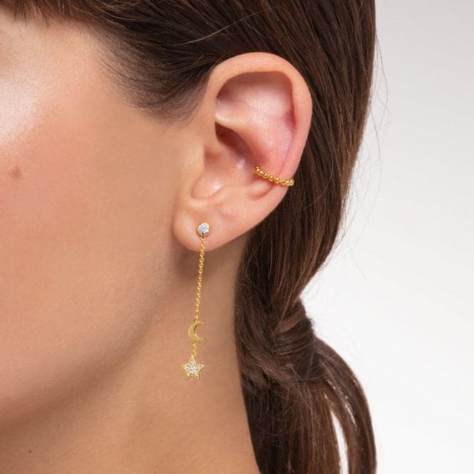 Yellow Gold Star & Moon Chain Single Earring H2151 - 414 - 14Thomas Sabo Charm Club CharmingH2151 - 414 - 14