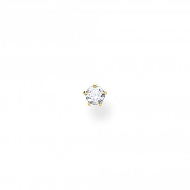 Yellow Gold Zirconia Claw Setting Single Ear Stud H2135 - 414 - 14Thomas Sabo Charm Club CharmingH2135 - 414 - 14