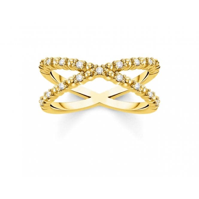 Yellow Gold Zirconia Criss Cross Ring TR2318 - 414 - 14Thomas Sabo Charm Club CharmingTR2318 - 414 - 14 - 48