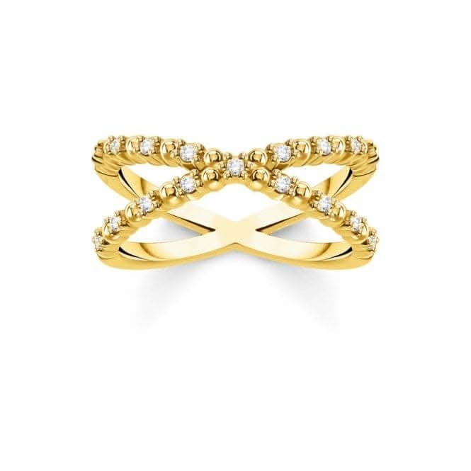 Yellow Gold Zirconia Criss Cross Ring TR2318 - 414 - 14Thomas Sabo Charm Club CharmingTR2318 - 414 - 14 - 48