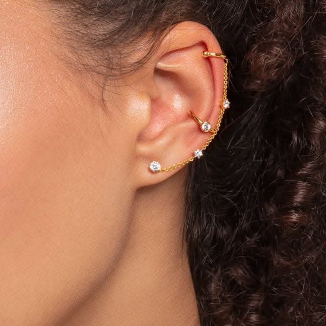 Yellow Gold Zirconia Ear Cuff With Chain EC0021 - 414 - 14Thomas Sabo Charm Club CharmingEC0021 - 414 - 14
