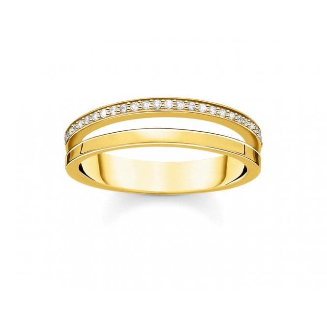 Yellow Gold Zirconia Pave Double Ring TR2316 - 414 - 14Thomas Sabo Charm Club CharmingTR2316 - 414 - 14 - 48