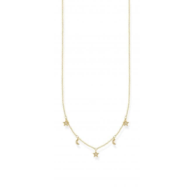 Yellow Gold Zirconia Star & Moon Necklace 45cm KE2074 - 414 - 14 - L45vThomas Sabo Charm Club CharmingKE2074 - 414 - 14 - L45v