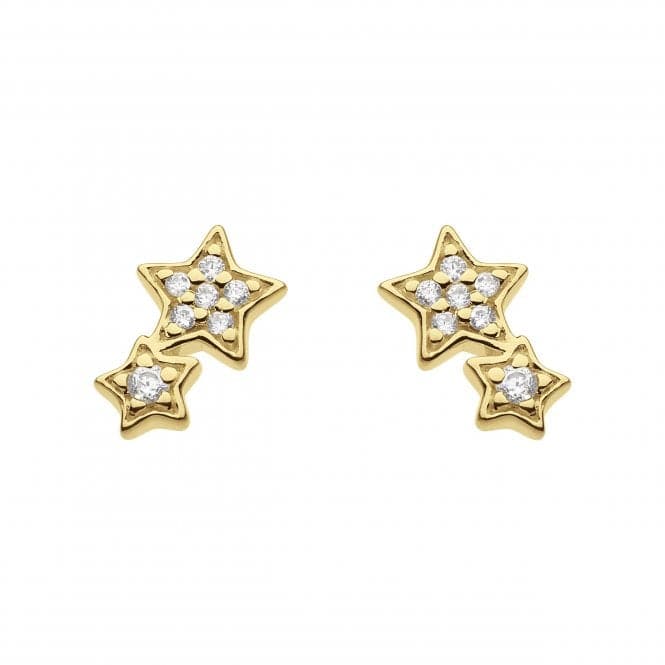 Zirconia Double Star Gold Plated Stud Earrings 3722GCZDew3722GCZ