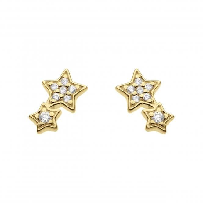 Zirconia Double Star Gold Plated Stud Earrings 3722GCZDew3722GCZ
