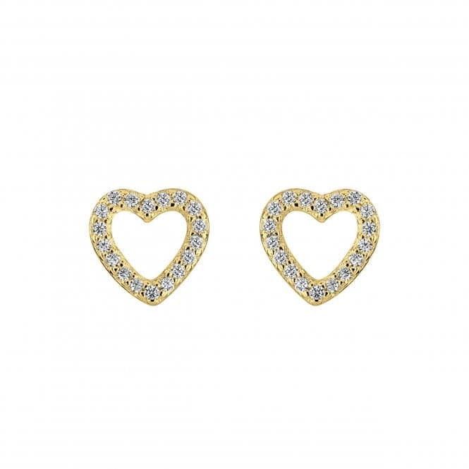 Zirconia Open Heart Gold Plated Stud Earrings 3543GCZDew3543GCZ