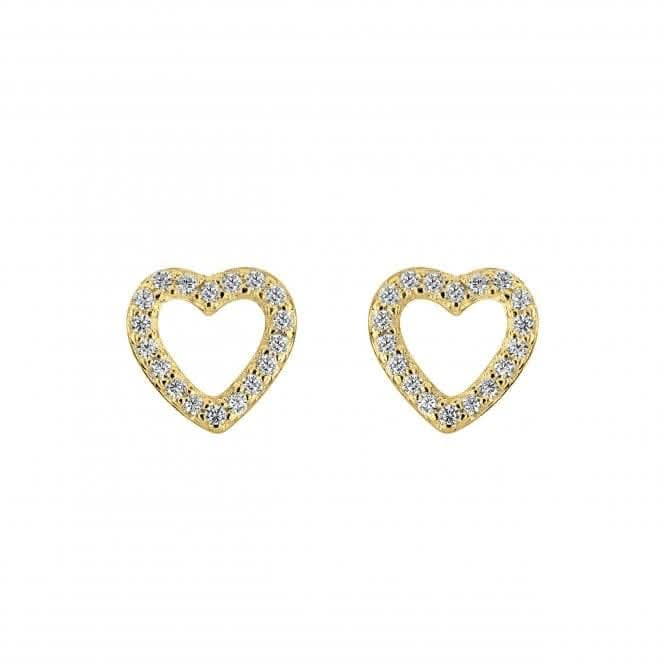 Zirconia Open Heart Gold Plated Stud Earrings 3543GCZDew3543GCZ