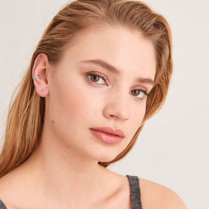 Rhodium Tidal Turquoise Ear Cuff E027-02H