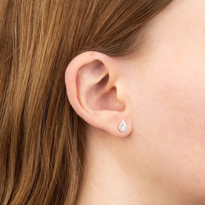 White Gold Diamond Cut Teardrop Stud Earrings GE2436Elements GoldGE2436