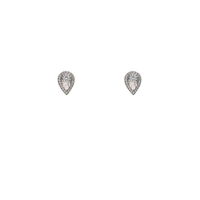 White Gold Diamond Cut Teardrop Stud Earrings GE2436