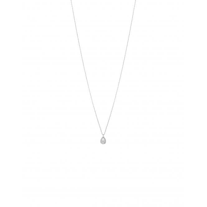 White Gold Diamond Cut Teardrop Necklace GN372