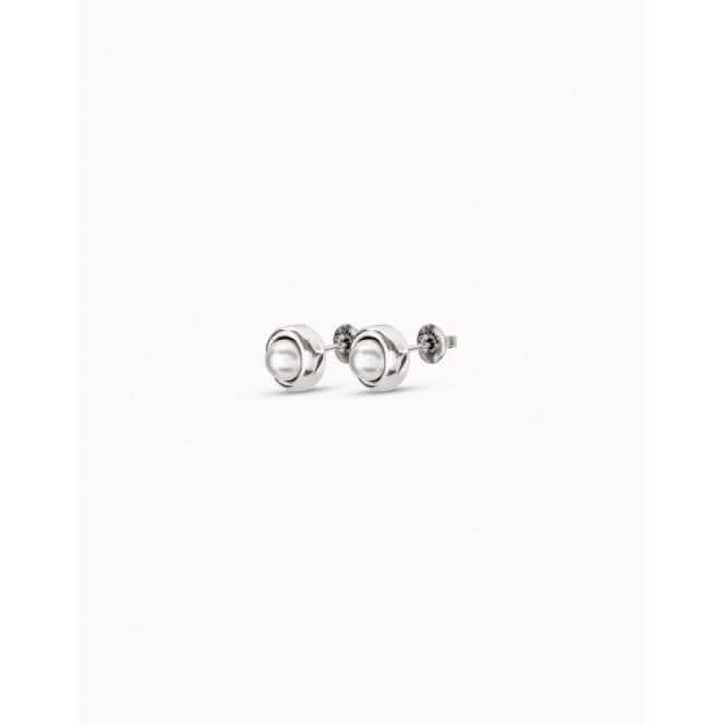 Ego White Crystal Pearl Shell EarringsUNOde50PEN0461BPLMTL0U