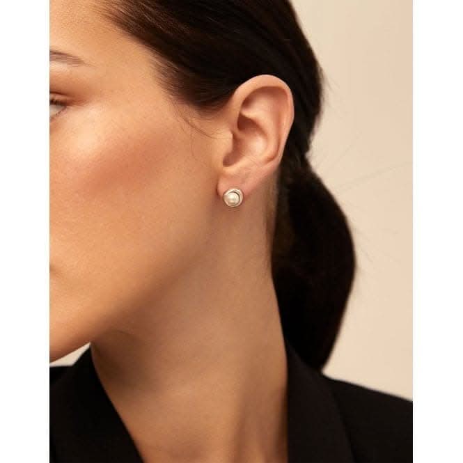 Ego White Crystal Pearl Shell Earrings PEN0461BPLMTL0U