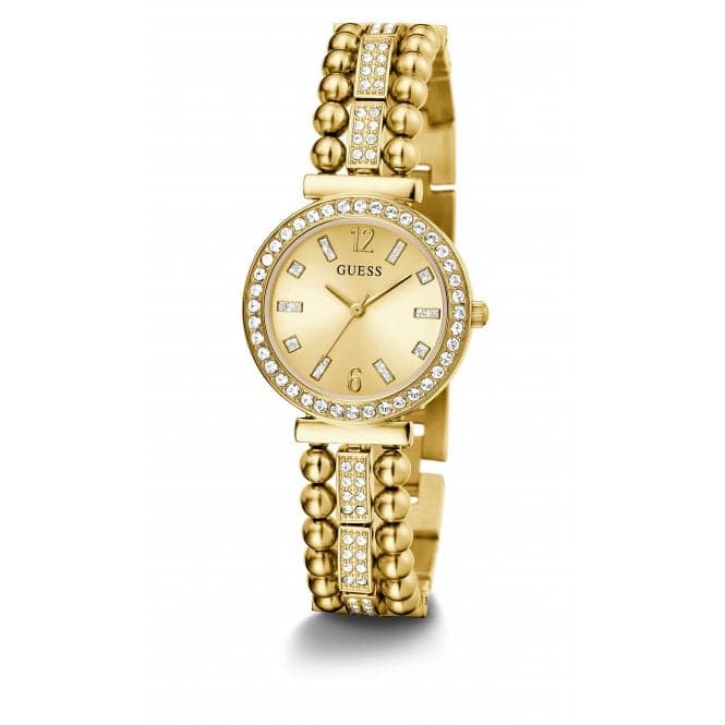 a gold watch with diamonds on the dial