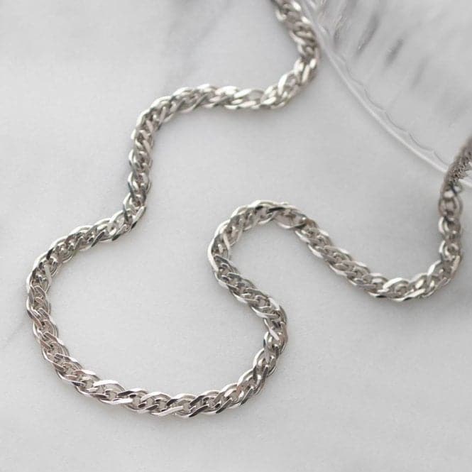 Chain Diamond Cut Woven Link Rhodium Plated 17" Necklace 99904CH17